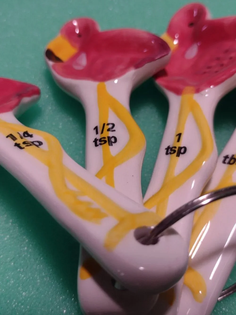 Ceramic Pink Flamingo Nesting Measuring Cups  and Measuring Spoons Set of 4 Each